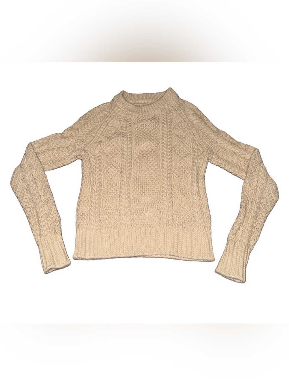 L.L. Bean Cream Cable Knit Turtleneck Sweater xs